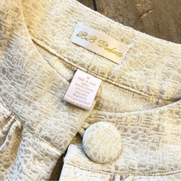 ✨FLASH SALE✨ BB Dakota Cream & Gold Sleeveless Minidress with Pockets Size Small - Picture 7 of 7